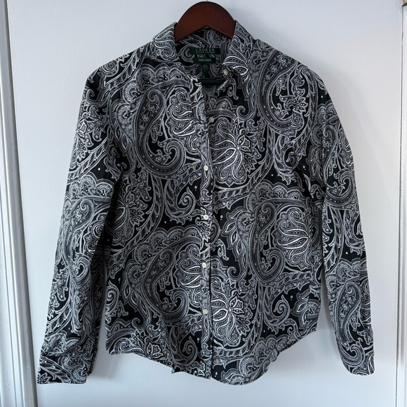 Ralph Lauren Tops - Ralph Lauren Black & White Paisley Button-Down | Classic & Polished